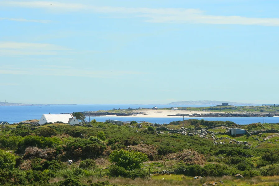 View from bedroom window of Rush Lake House looking across to the Atlantic and Dogs Bay